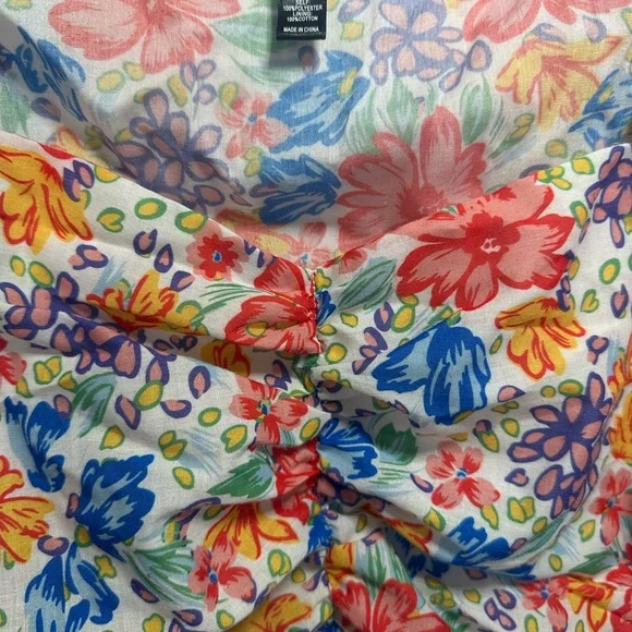 Aqua Floral Long Sleeve Top - Gently Worn! - Picture 2 of 3